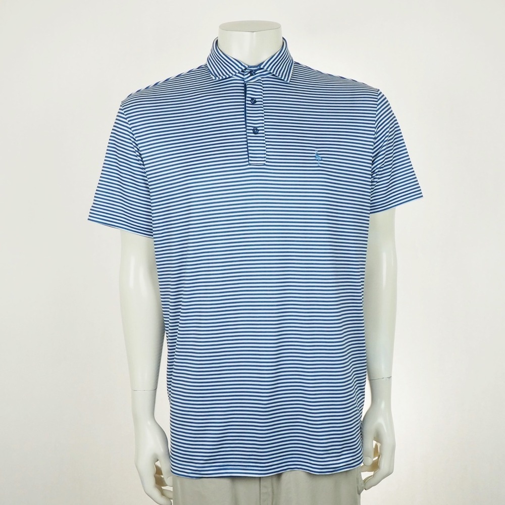 TailorByrd Collection Golf Polo Shirt Mens Large Blue Striped Performance Blend